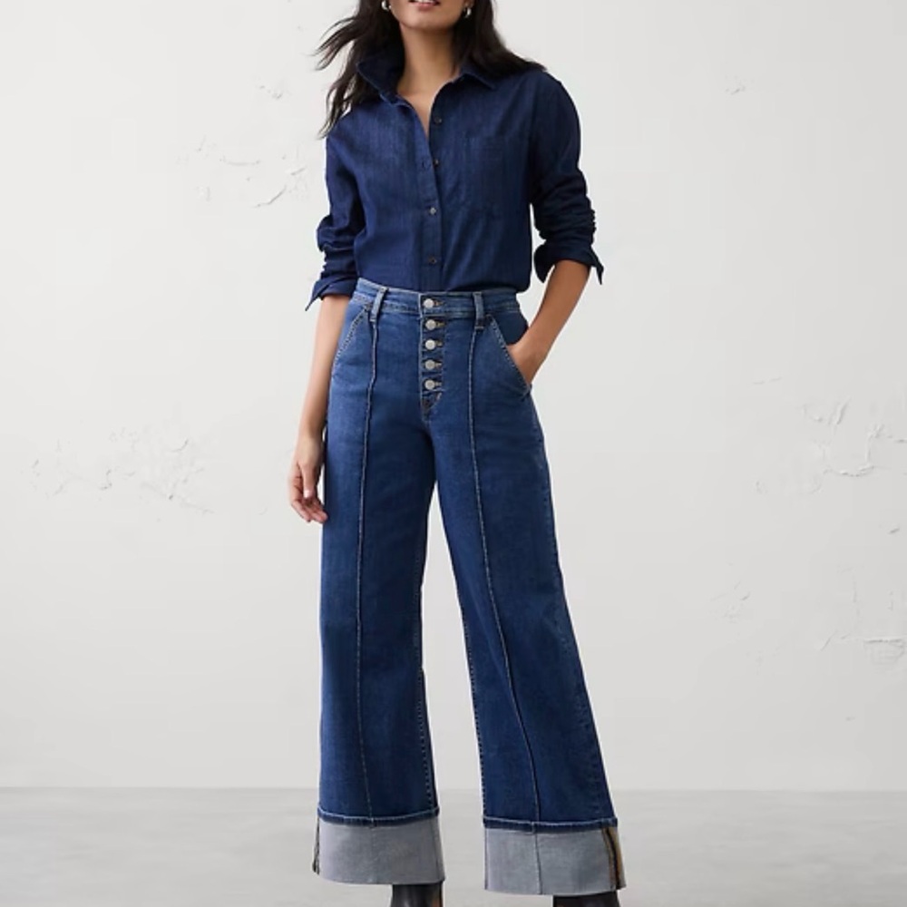 Banana republic Women's Dark Blue Wide-Leg Jeans